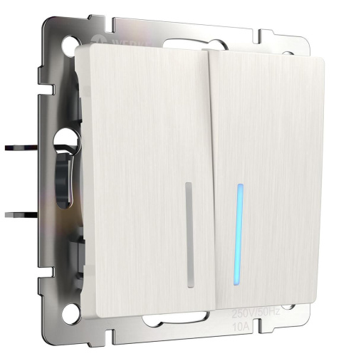 Выключатель Werkel двухклавишный проходной с подсветкой WL13-SW-2G-2W-LED 4690389124433 Выключатель Werkel двухклавишный проходной с подсветкой WL13-SW-2G-2W-LED 4690389124433