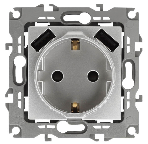 Розетка Эра Elegance 2P E со шторками 16A 250V 2xUSB 14-4109-03 Б0047869 Розетка Эра Elegance 2P E со шторками 16A 250V 2xUSB 14-4109-03 Б0047869