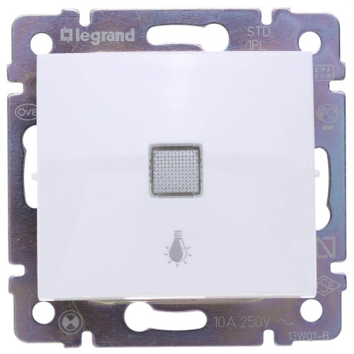 Выключатель кнопочный одноклавишный Legrand Valena 10A 250V Лампа белый 774413 Выключатель кнопочный одноклавишный Legrand Valena 10A 250V Лампа белый 774413