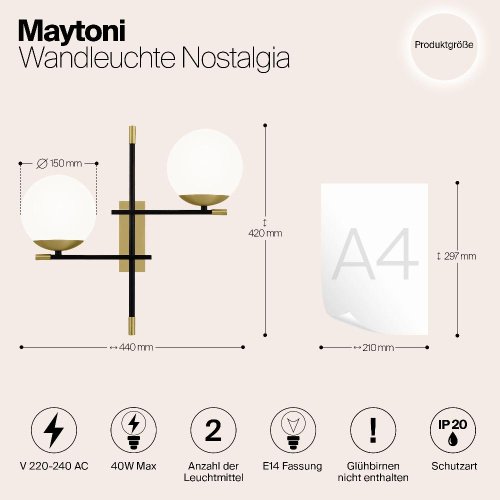 Бра Maytoni Nostalgia MOD050WL-02G Бра Maytoni Nostalgia MOD050WL-02G