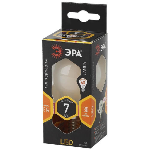 Лампа светодиодная филаментная ЭРА E14 7W 2700K матовая F-LED P45-7W-827-E14 frost Лампа светодиодная филаментная ЭРА E14 7W 2700K матовая F-LED P45-7W-827-E14 frost