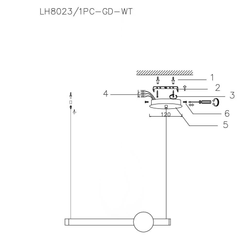 Подвесной светодиодный светильник Lumien Hall Greniya LH8023/1PC-GD-WT Подвесной светодиодный светильник Lumien Hall Greniya LH8023/1PC-GD-WT