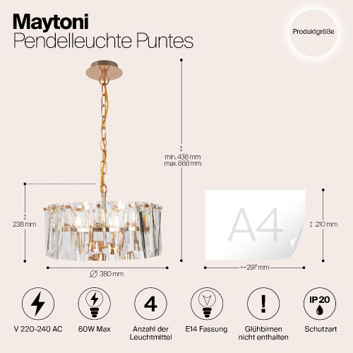 Подвесной светильник Maytoni Puntes MOD043PL-04G