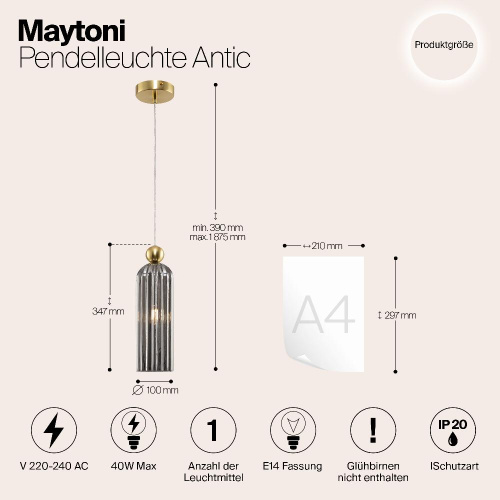 Подвесной светильник Maytoni Antic MOD302PL-01GR Подвесной светильник Maytoni Antic MOD302PL-01GR