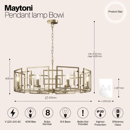 Подвесной светильник Maytoni H009PL-08G Подвесной светильник Maytoni H009PL-08G
