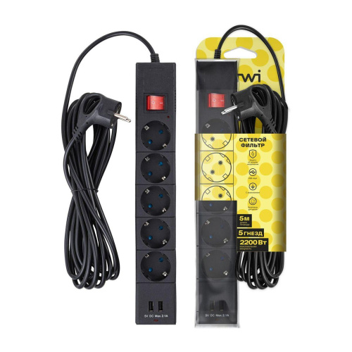 Сетевой фильтр Duwi 2хUSB 5гн 5м с/з 32589 5 Сетевой фильтр Duwi 2хUSB 5гн 5м с/з 32589 5