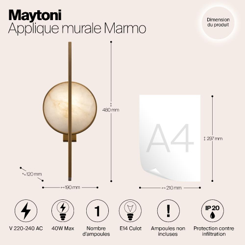 Бра Maytoni Marmo MOD099WL-01G Бра Maytoni Marmo MOD099WL-01G