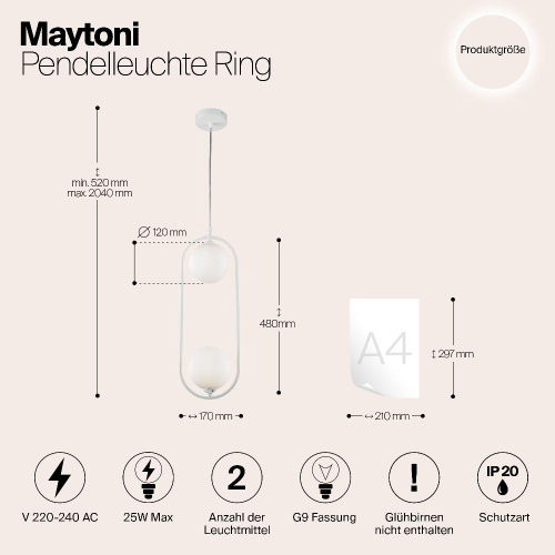 Подвесной светильник Maytoni Ring MOD013PL-02W Подвесной светильник Maytoni Ring MOD013PL-02W