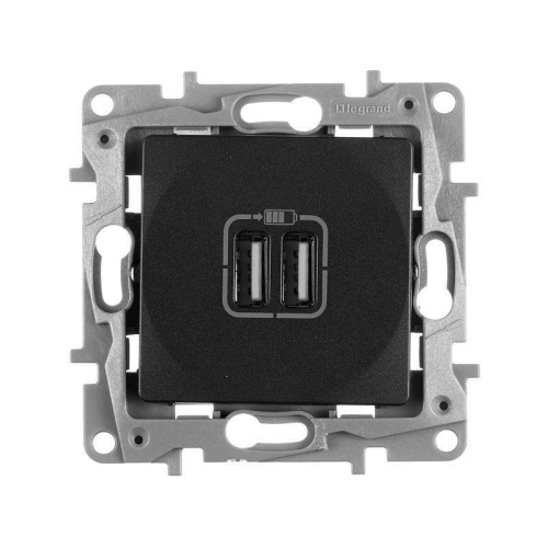 Розетка 2хUSB Legrand Etika антрацит 672694 Розетка 2хUSB Legrand Etika антрацит 672694