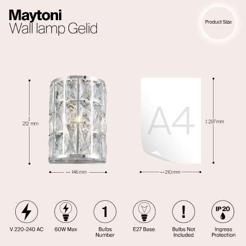 Настенный светильник Maytoni Gelid MOD184-WL-01-CH Настенный светильник Maytoni Gelid MOD184-WL-01-CH