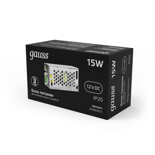 Блок питания Gauss Led Strip PS 12V 15W IP20 2A 202003015 Блок питания Gauss Led Strip PS 12V 15W IP20 2A 202003015