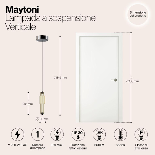 Подвесной светодиодный светильник Maytoni Verticale MOD308PL-L9CG3K Подвесной светодиодный светильник Maytoni Verticale MOD308PL-L9CG3K