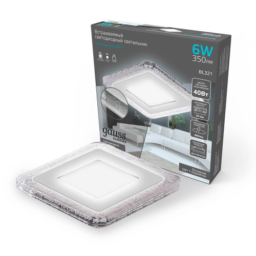 Встраиваемый светодиодный светильник Gauss Backlight Bubbles BL321 Встраиваемый светодиодный светильник Gauss Backlight Bubbles BL321