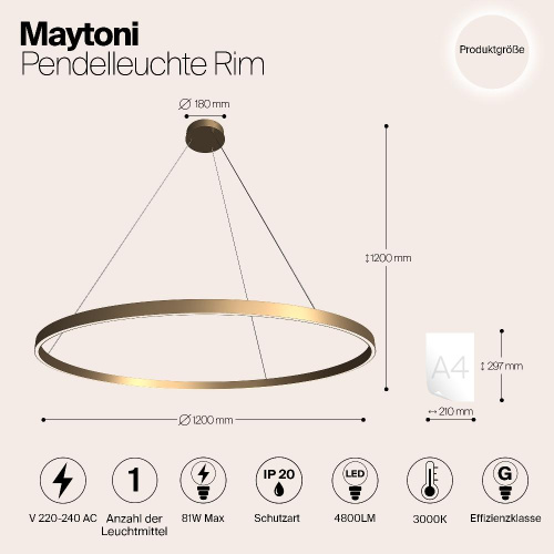 Подвесной светильник Maytoni MOD058PL-L65BS3K Подвесной светильник Maytoni MOD058PL-L65BS3K