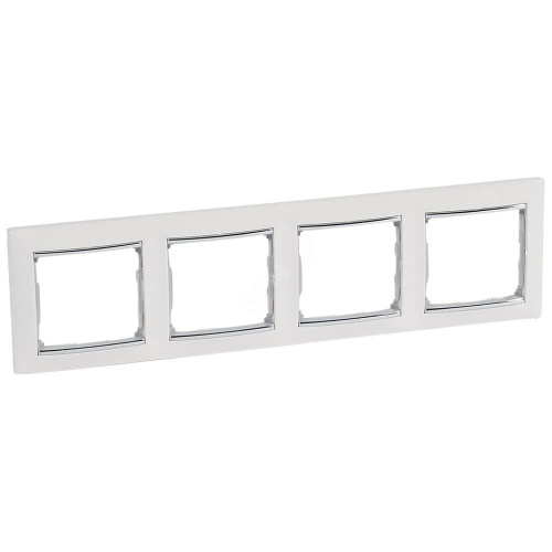 Рамка 4-постовая Legrand Valena белая/серебряный штрих 770494 Рамка 4-постовая Legrand Valena белая/серебряный штрих 770494