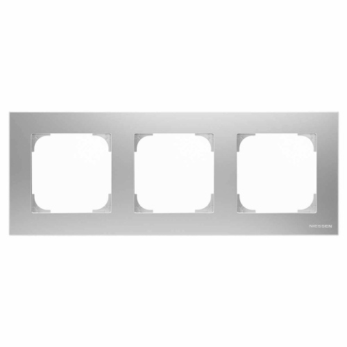 Рамка 3-постовая ABB Sky серебристый алюминий 2CLA857300A1301 Рамка 3-постовая ABB Sky серебристый алюминий 2CLA857300A1301