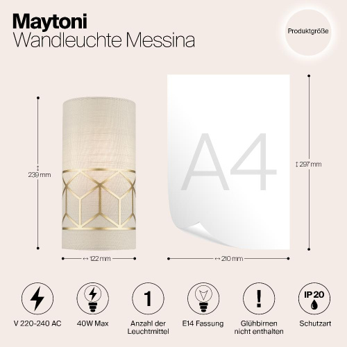 Настенный светильник Maytoni Messina H223-WL-01-G Настенный светильник Maytoni Messina H223-WL-01-G