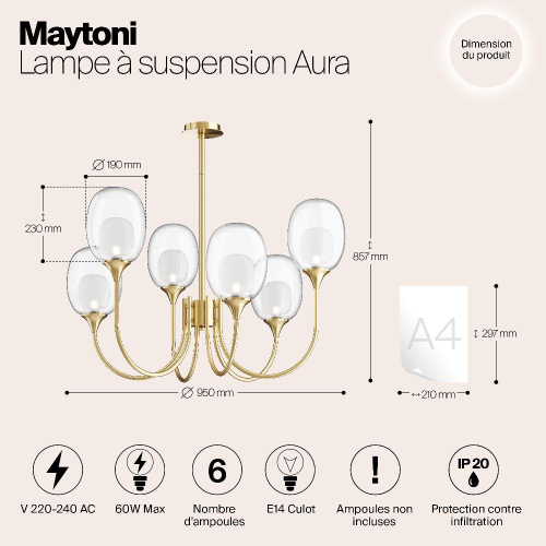 Подвесная люстра Maytoni Aura MOD016PL-06BS Подвесная люстра Maytoni Aura MOD016PL-06BS