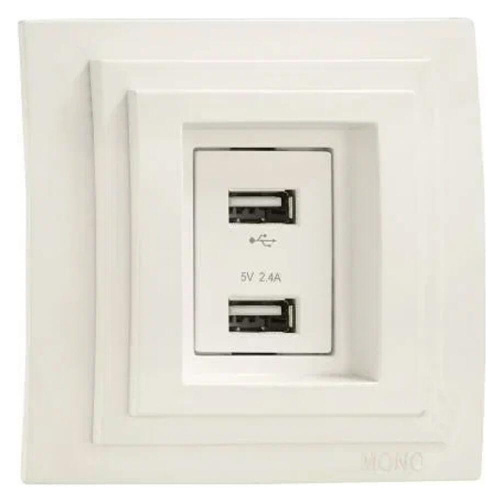 Розетка 2-а USB-зарядка Mono Electric Larissa 16A 250V крем 103-171705-178 Розетка 2-а USB-зарядка Mono Electric Larissa 16A 250V крем 103-171705-178