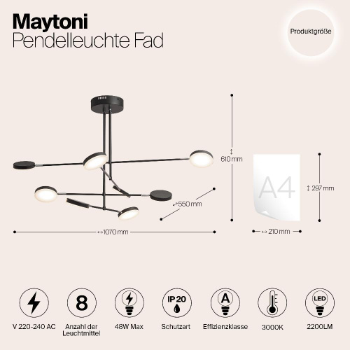 Подвесной светодиодный светильник Maytoni Fad MOD070PL-L48B3K Подвесной светодиодный светильник Maytoni Fad MOD070PL-L48B3K