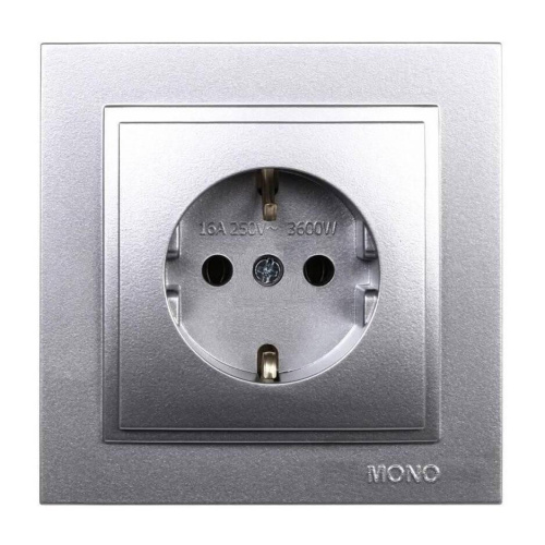 Розетка 2К+З Mono Electric Despina 16A 250V винтовое подключение серебро 102-212121-117 Розетка 2К+З Mono Electric Despina 16A 250V винтовое подключение серебро 102-212121-117