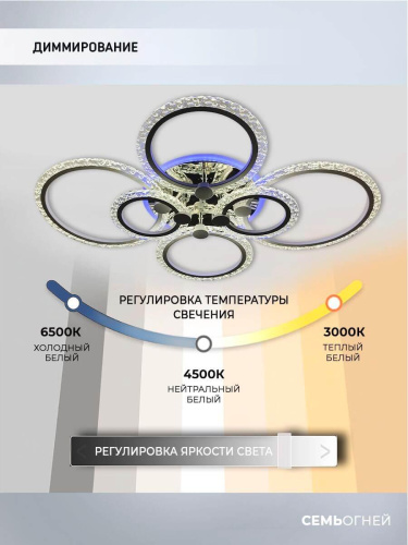 Потолочная светодиодная люстра Seven Fires Fumane WD7501/6C-WT-CR-RGB Потолочная светодиодная люстра Seven Fires Fumane WD7501/6C-WT-CR-RGB