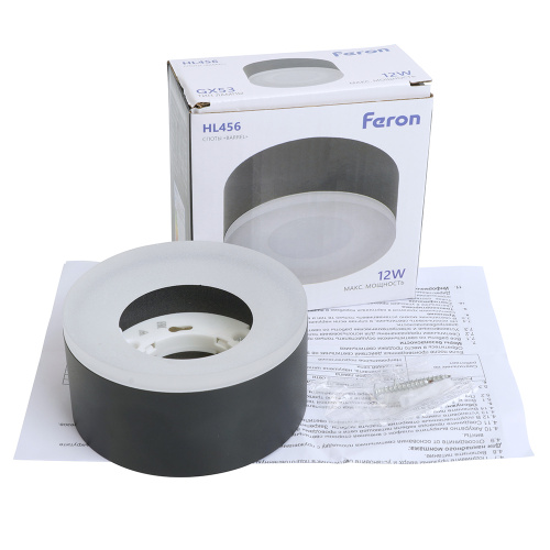 Светильник потолочный Feron HL456 12W, 230V, GX53, черный 51345 Светильник потолочный Feron HL456 12W, 230V, GX53, черный 51345