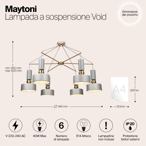 Подвесной светильник Maytoni MOD030PL-06GR Подвесной светильник Maytoni MOD030PL-06GR