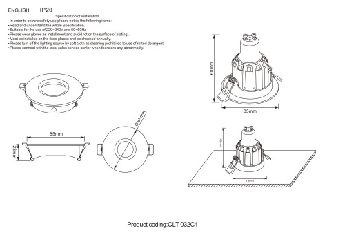 Встраиваемый светильник Crystal Lux CLT 032C1 BL Встраиваемый светильник Crystal Lux CLT 032C1 BL