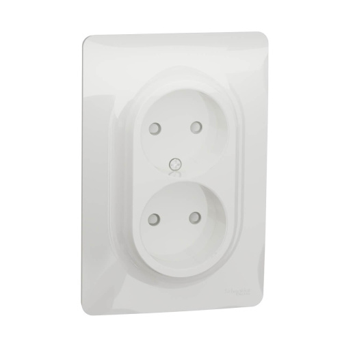 Розетка двойная Schneider Electric Unica New б/з со шторками NU206318 Розетка двойная Schneider Electric Unica New б/з со шторками NU206318