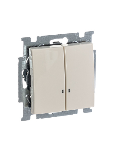 Выключатель двухклавишный ABB Basic55 10A 250V с подсветкой слоновая кость 2CKA001012A2157 Выключатель двухклавишный ABB Basic55 10A 250V с подсветкой слоновая кость 2CKA001012A2157