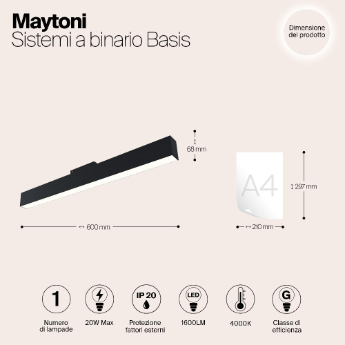 Трековый светодиодный светильник для магнитного шинопровода Maytoni Track lamps TR012-2-20W4K-B Трековый светодиодный светильник для магнитного шинопровода Maytoni Track lamps TR012-2-20W4K-B