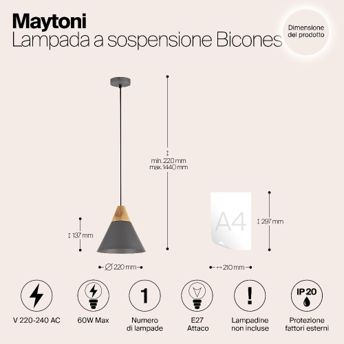 Подвесной светильник Maytoni Bicones P359-PL-220-C Подвесной светильник Maytoni Bicones P359-PL-220-C