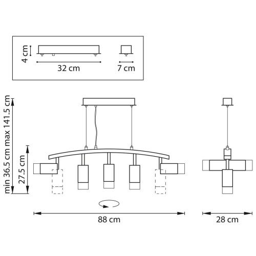 Подвесная люстра Lightstar Rullo (571735+214437-3+214436-2+202431-5) LR7353733621