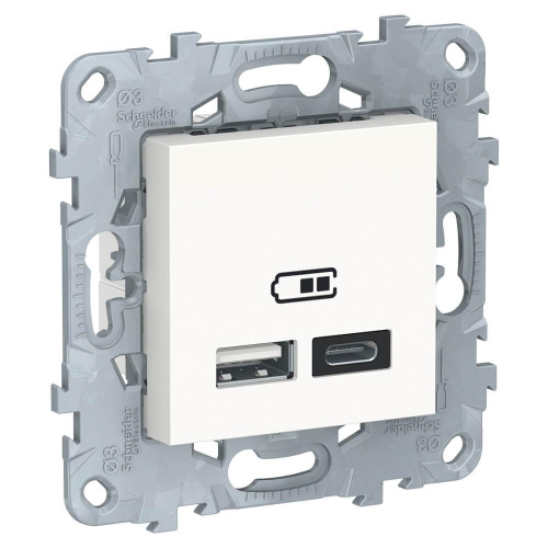 Розетка компьютерная USBx2 Schneider Electric Unica New тип А+С NU501818 Розетка компьютерная USBx2 Schneider Electric Unica New тип А+С NU501818