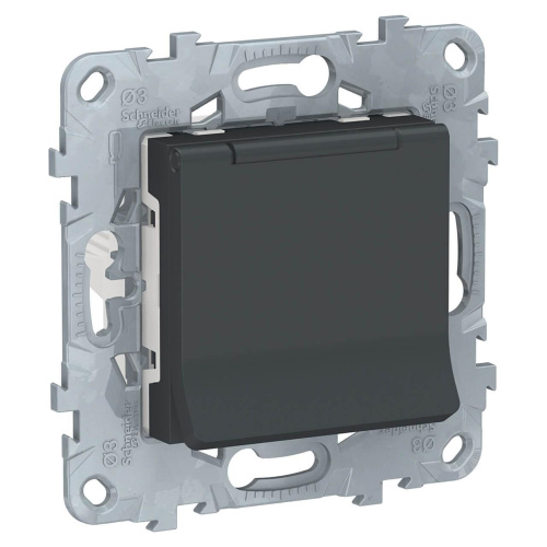Розетка с заземлением, со шторками и крышкой Schneider Electric Unica New NU503754TA Розетка с заземлением, со шторками и крышкой Schneider Electric Unica New NU503754TA