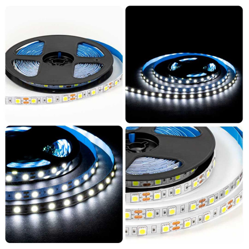 Светодиодная лента OGM 14,4W/m 60LED/m 5050SMD холодный белый 5M LSE-270 Светодиодная лента OGM 14,4W/m 60LED/m 5050SMD холодный белый 5M LSE-270