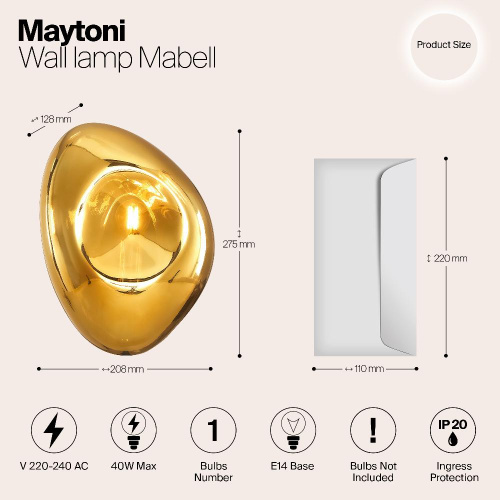 Настенный светильник Maytoni Mabell MOD306WL-01G Настенный светильник Maytoni Mabell MOD306WL-01G