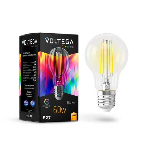 Лампа светодиодная Voltega E27 7W 2800K прозрачная VG10-A60E27warm7W-FHR 7154 Лампа светодиодная Voltega E27 7W 2800K прозрачная VG10-A60E27warm7W-FHR 7154