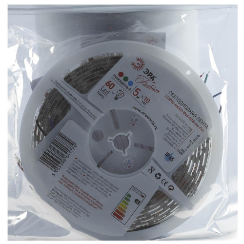 Светодиодная влагозащищенная лента ЭРА 14,4W/m 60LED/m 5050SMD RGB 5M LS5050-14,4-60-12-RGB-IP65-1 Б0002347 Светодиодная влагозащищенная лента ЭРА 14,4W/m 60LED/m 5050SMD RGB 5M LS5050-14,4-60-12-RGB-IP65-1 Б0002347