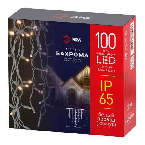 Уличная светодиодная гирлянда ЭРА бахрома 220V мерцающий теплый белый свет ERAPS-WK1 Б0056012 Уличная светодиодная гирлянда ЭРА бахрома 220V мерцающий теплый белый свет ERAPS-WK1 Б0056012