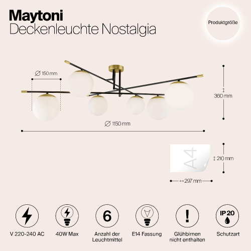 Потолочная люстра Maytoni Nostalgia MOD048CL-06G Потолочная люстра Maytoni Nostalgia MOD048CL-06G