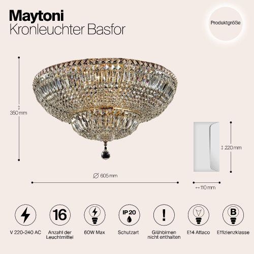Потолочная люстра Maytoni Basfor DIA100-CL-16-G Потолочная люстра Maytoni Basfor DIA100-CL-16-G