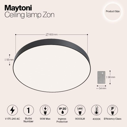 Потолочный светодиодный светильник Maytoni Zon C032CL-L96B4K Потолочный светодиодный светильник Maytoni Zon C032CL-L96B4K