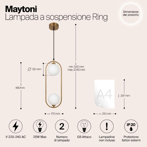 Подвесной светильник Maytoni MOD013PL-02BS1 Подвесной светильник Maytoni MOD013PL-02BS1