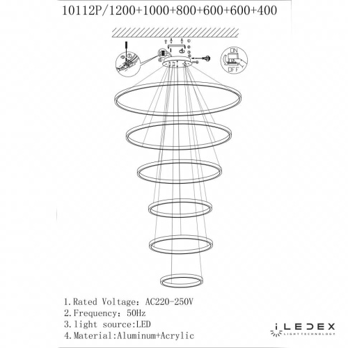 Подвесной светодиодный светильник iLedex Axis 10112P/6-167W-3000K (12/10/8/6/6/4) BR Подвесной светодиодный светильник iLedex Axis 10112P/6-167W-3000K (12/10/8/6/6/4) BR