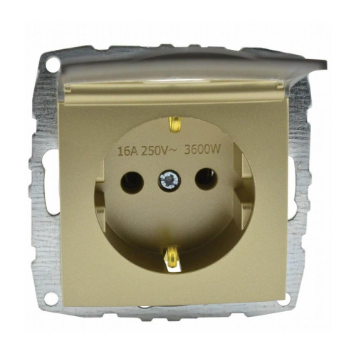 Розетка 2К+З Mono Electric Despina/ Larissa 16A 250V с крышкой винтовое подключение титан 500-002221-118 Розетка 2К+З Mono Electric Despina/ Larissa 16A 250V с крышкой винтовое подключение титан 500-002221-118