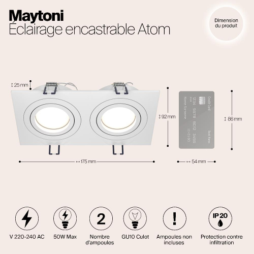 Встраиваемый светильник Maytoni Atom DL024-2-02W Встраиваемый светильник Maytoni Atom DL024-2-02W