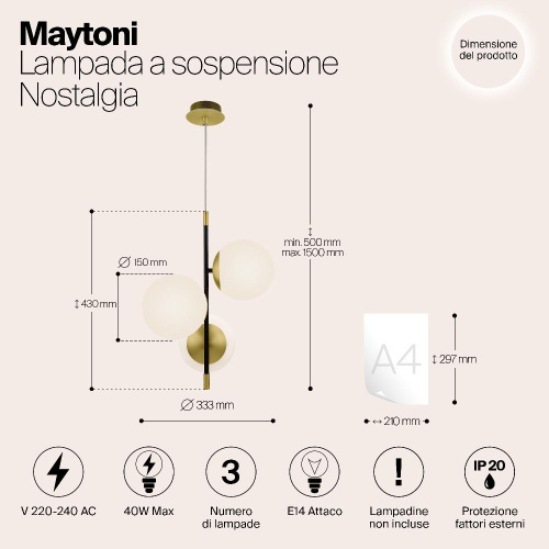 Подвесной светильник Maytoni Nostalgia MOD048PL-03G Подвесной светильник Maytoni Nostalgia MOD048PL-03G