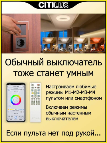 Потолочный светодиодный светильник Citilux Стратус Смарт CL732A800G Потолочный светодиодный светильник Citilux Стратус Смарт CL732A800G